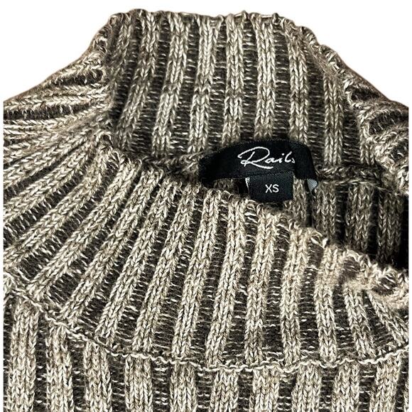 Rails Nellie Brown Multi Knit Sweater Dress Ribbed Mock Neck Stretch Size XS - Picture 7 of 9